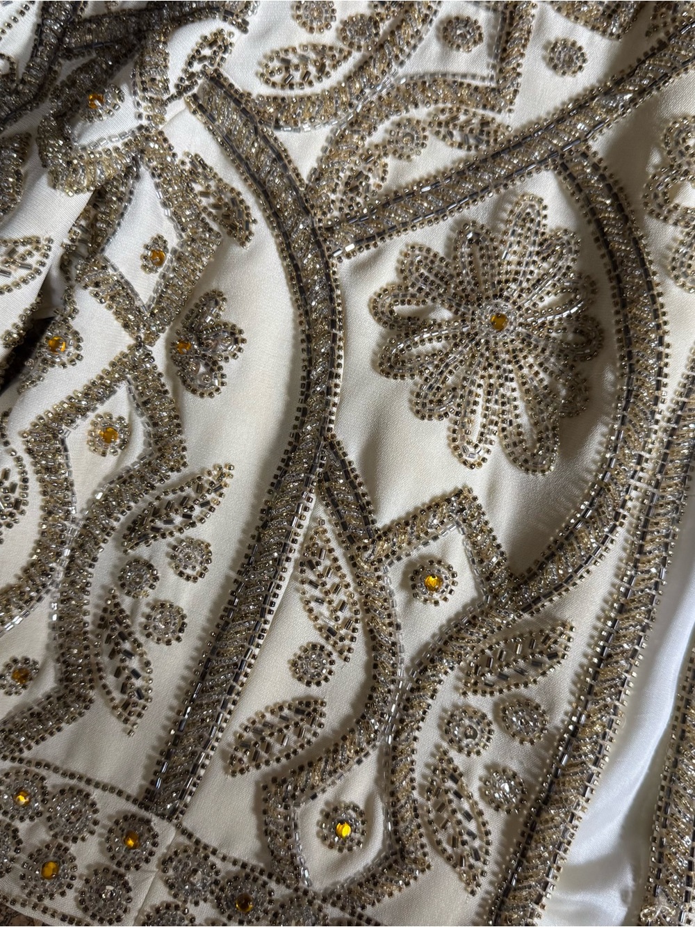 Cream and Gold Embellished Cropped Jacket - Picture 4 of 6
